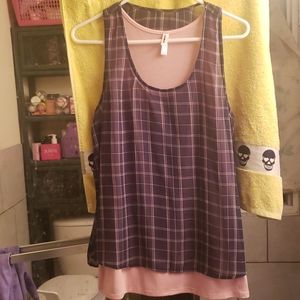 Layered plaid print tank top
